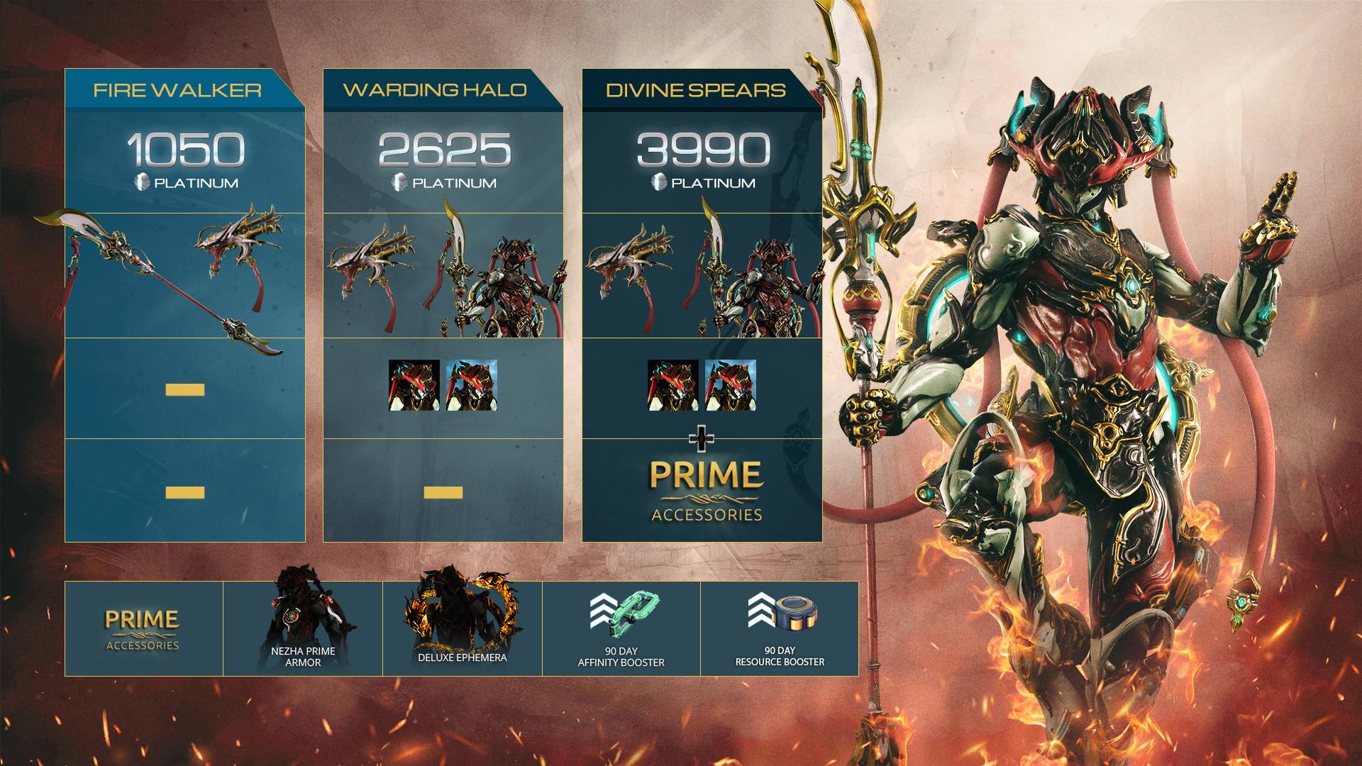Warframe Nezha Prime Access: Fire Walker Pack